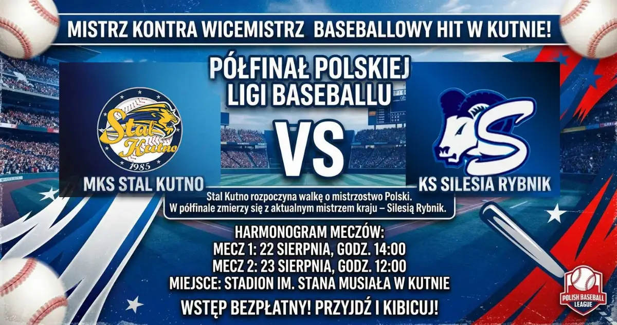Półfinały Polskiej Ligi Baseballu: Stal Kutno zmierzy się z Silesią Rybnik