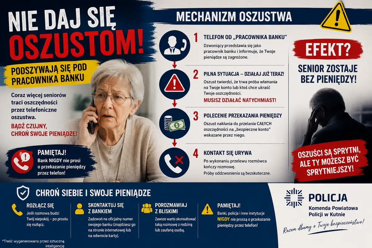 Uwaga na oszustów podszywających się pod pracowników banku