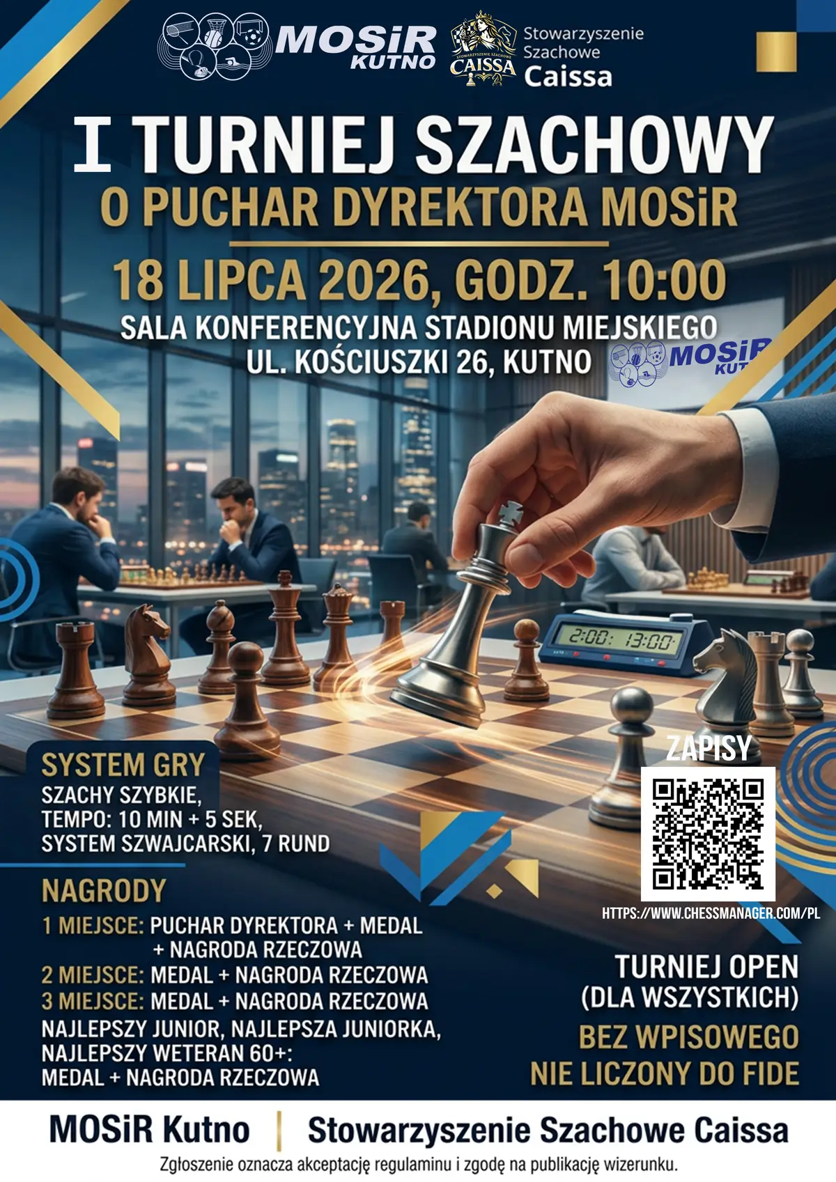 Ernest Wolski zwycięzcą I Turnieju Szachowego o Puchar Dyrektora MOSiR Kutno